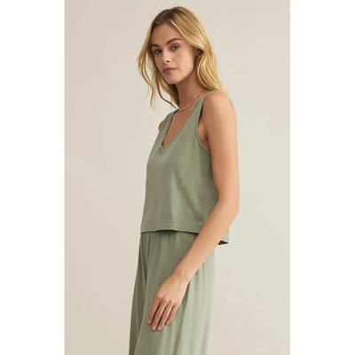 Sloane V-Neck Top | Avocado