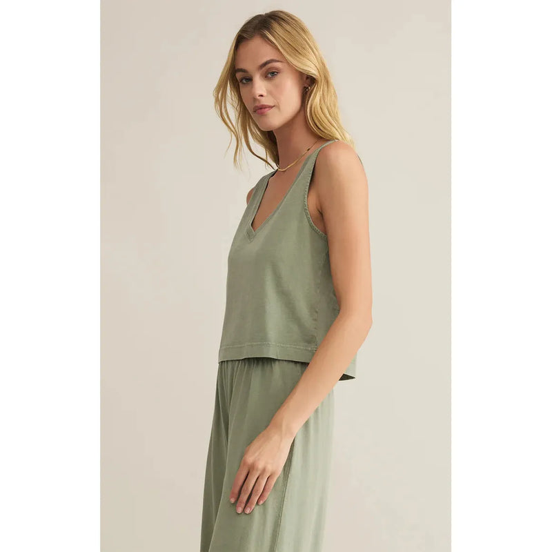 Sloane V-Neck Top | Avocado