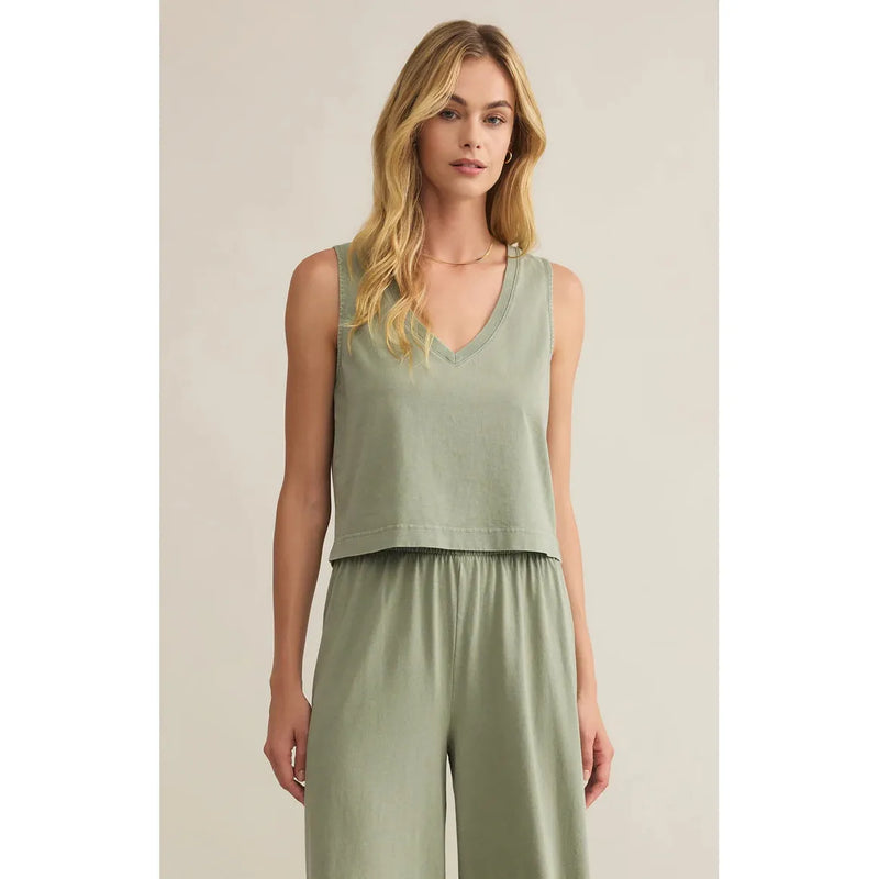 Sloane V-Neck Top | Avocado