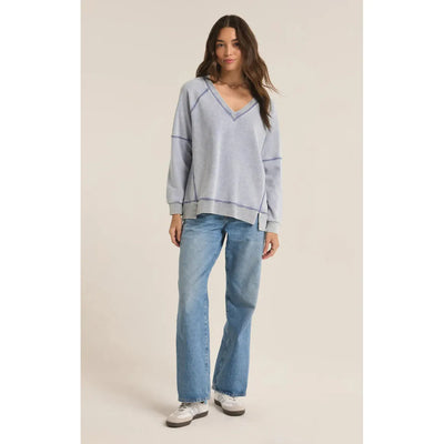 V-Neck Sweatshirt | Washed Indigo