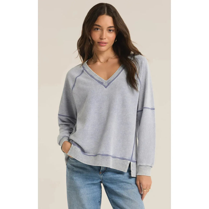 V-Neck Sweatshirt | Washed Indigo