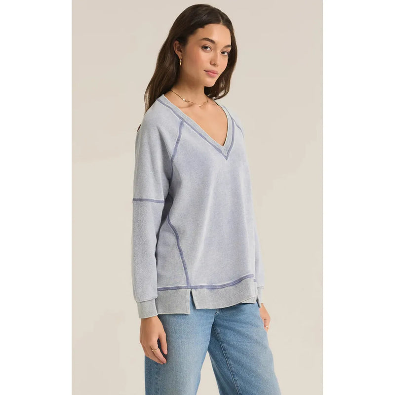 V-Neck Sweatshirt | Washed Indigo