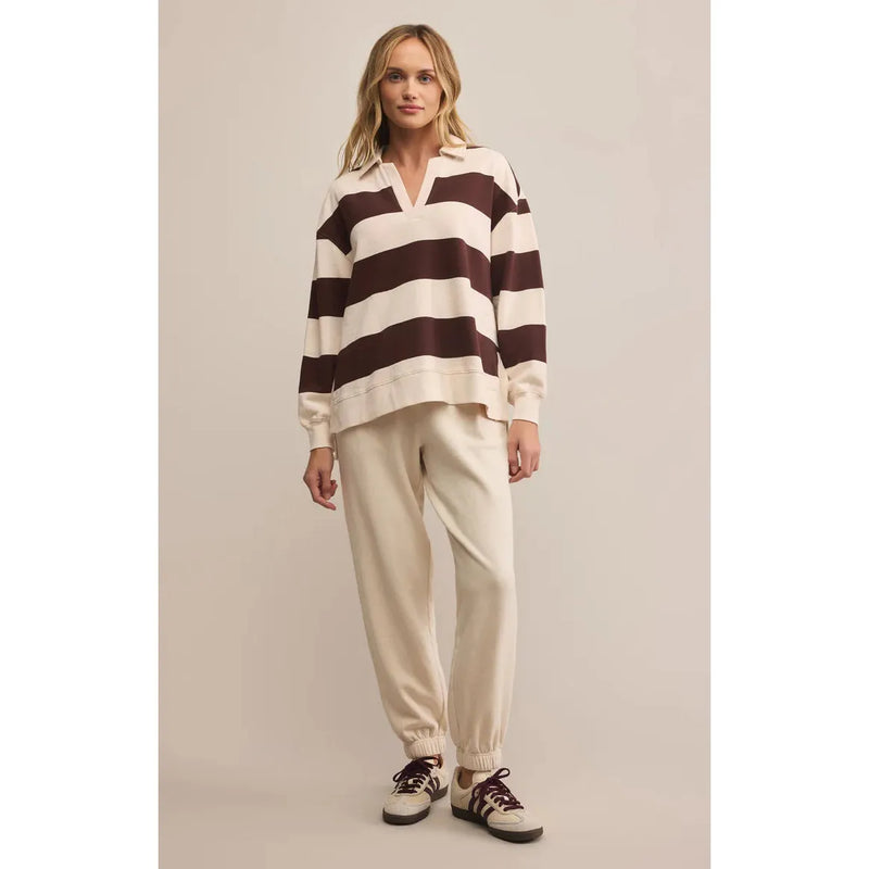 Rugby Brushed Fleece Henley | Sandalwood