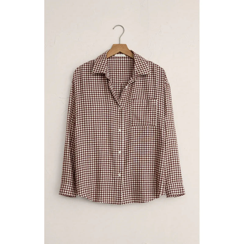 River Plaid Button Up Shirt | Chocolate Cherry