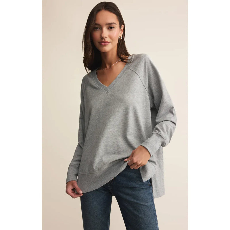 Modern Weekender V-Neck Sweatshirt | Classic Heather Grey