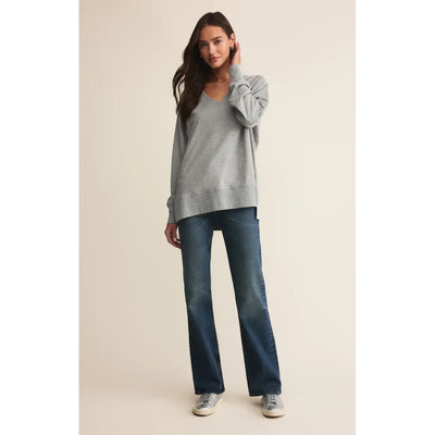 Modern Weekender V-Neck Sweatshirt | Classic Heather Grey