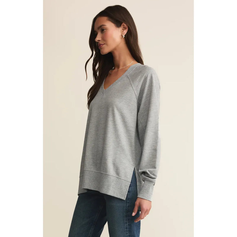 Modern Weekender V-Neck Sweatshirt | Classic Heather Grey