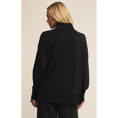 Sable Luxe Mock Neck Top | Black