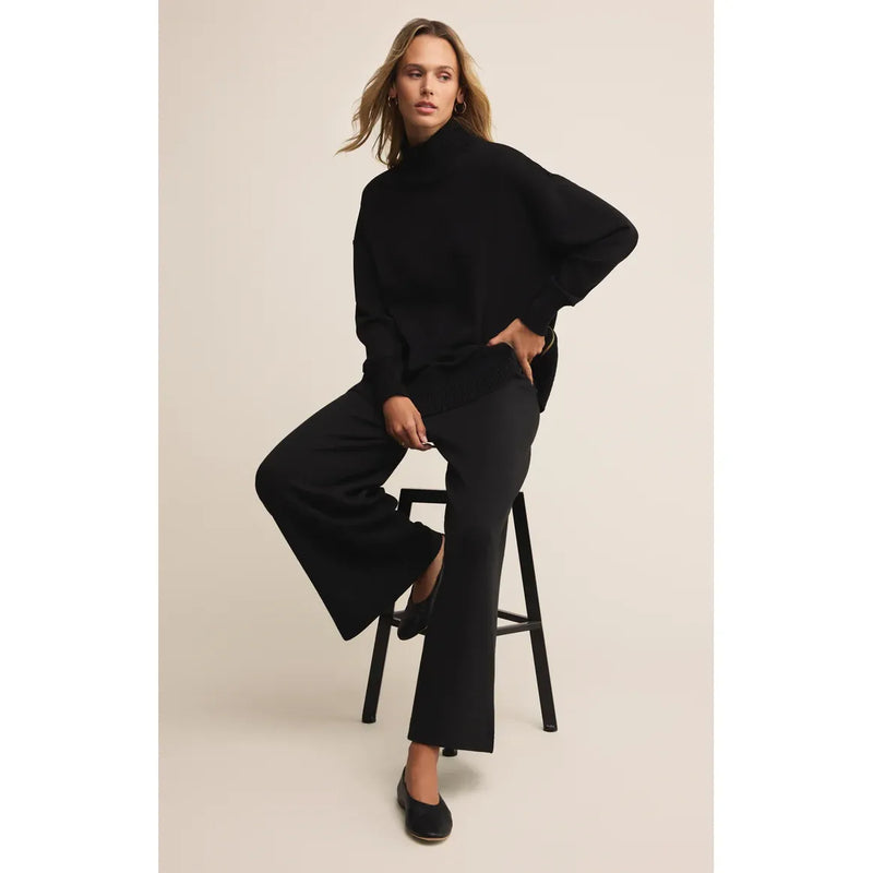 Sable Luxe Mock Neck Top | Black