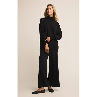 Sable Luxe Mock Neck Top | Black