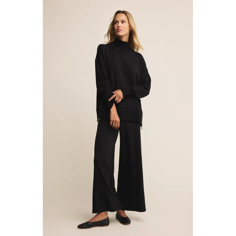 Sable Luxe Mock Neck Top | Black