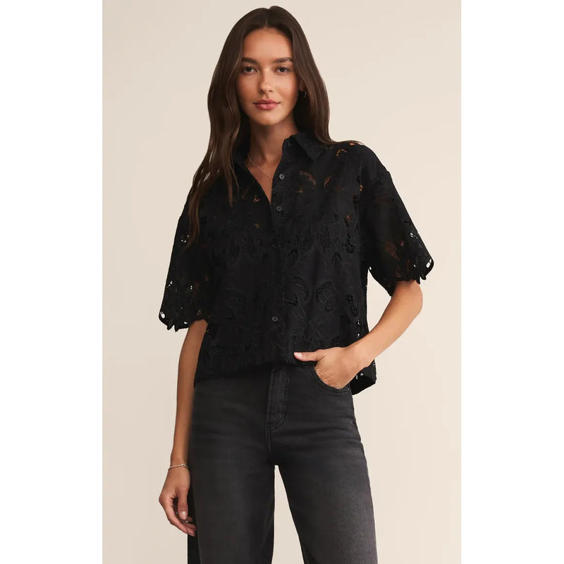 Midnight Embroidered Top | Black