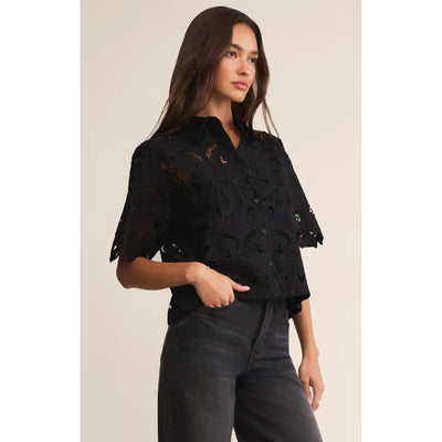 Midnight Embroidered Top | Black