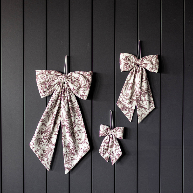 Burgundy Toile Bow