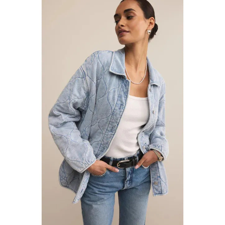 Boulder Knit Denim Jacket | Washed Indigo