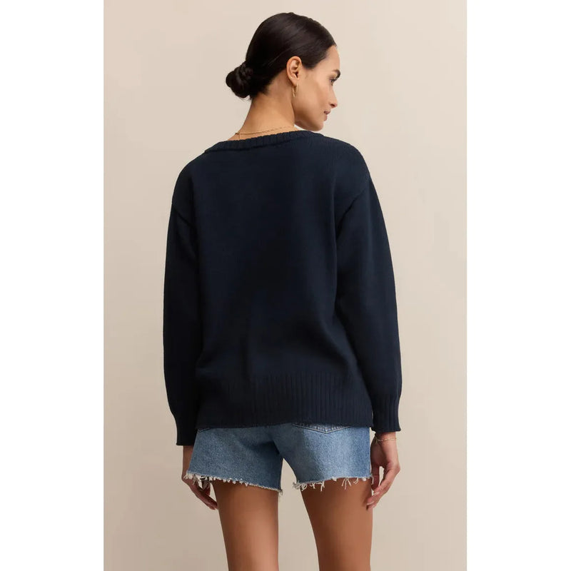 All Around Cotton V-Neck Sweater | Eclipse