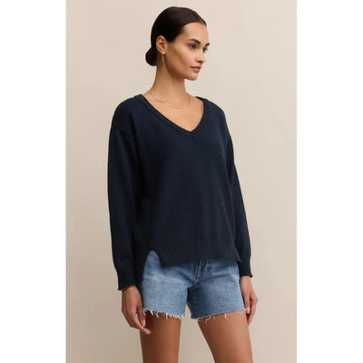 All Around Cotton V-Neck Sweater | Eclipse