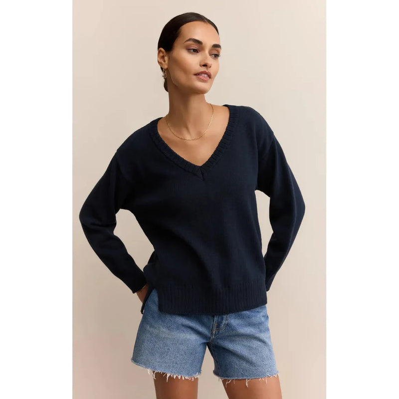 All Around Cotton V-Neck Sweater | Eclipse