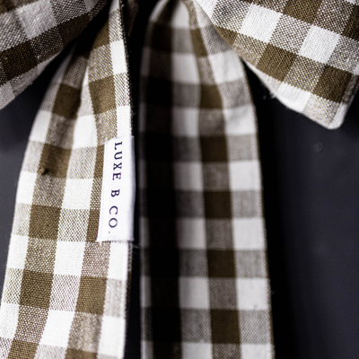 Olive Green Gingham Bow
