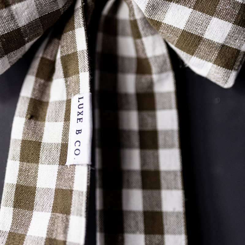 Olive Green Gingham Bow