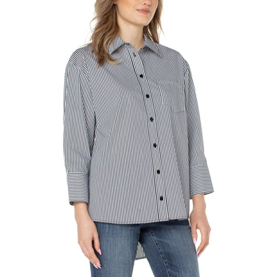 Oversized Classic Button Down Shirt | Black & White