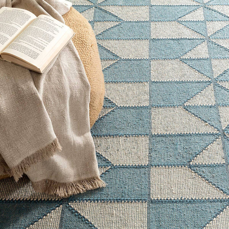 Ojai Hand Loom Knotted Cotton Rug | Blue