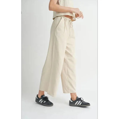 Past Midnight Wide Leg Pants with Tie | Cream