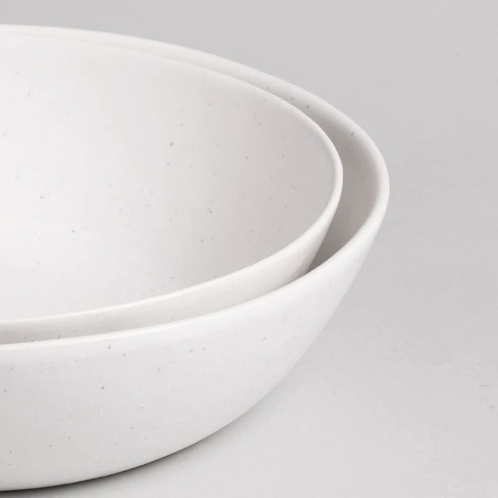 Fable Low Serving Bowls | Speckled White