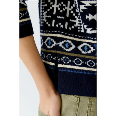 Jacquard Knit Sweater | Navy / White