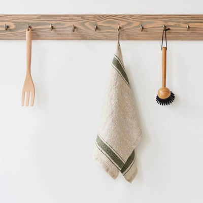Linen Kitchen Towel | Vintage Green Stripe