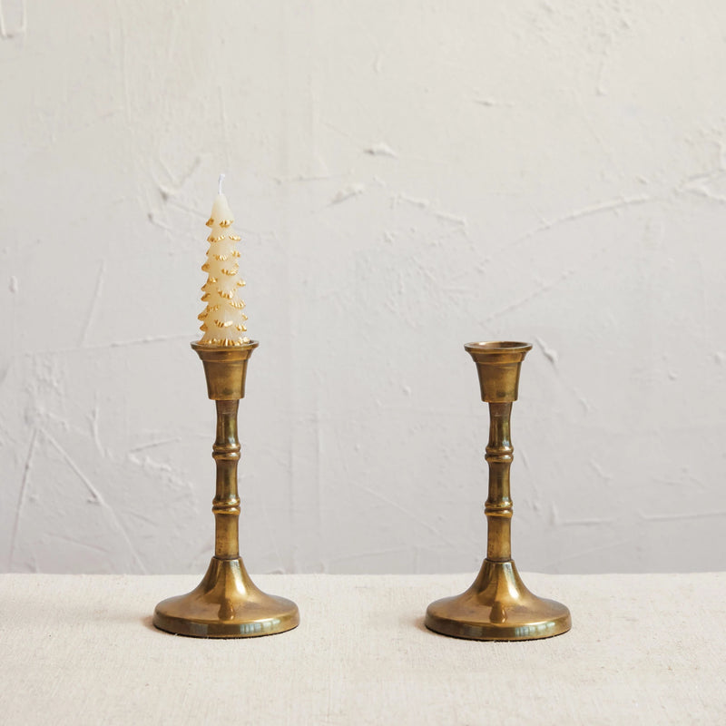 Antiqued Brass Candle Holder