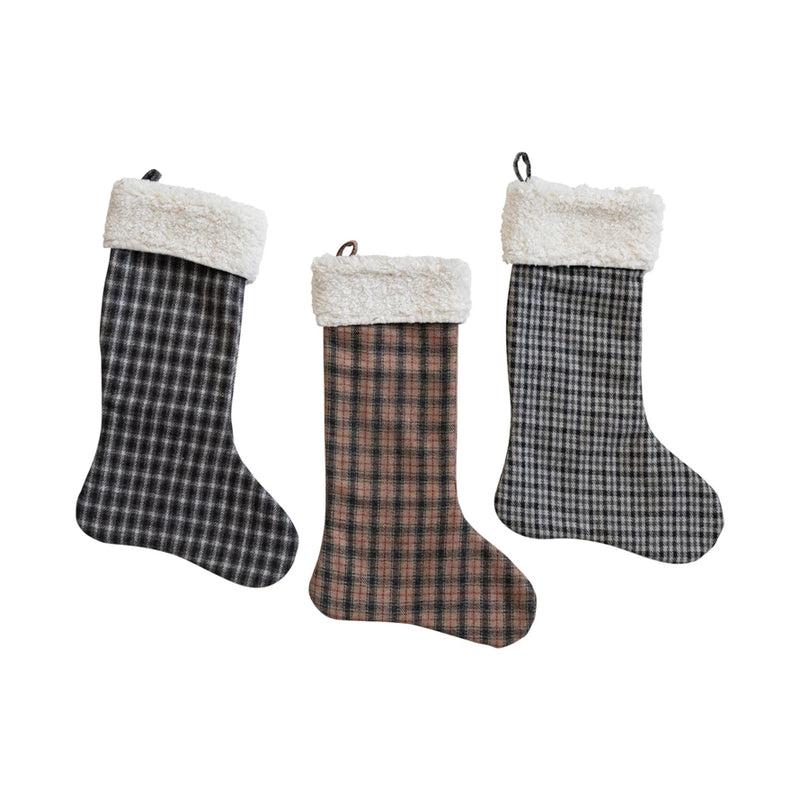 Woven Stocking with Sherpa Cuff