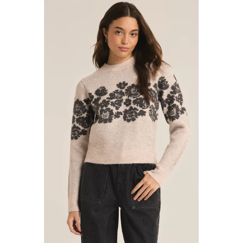 Marisol Flora Sweater | Light Oatmeal