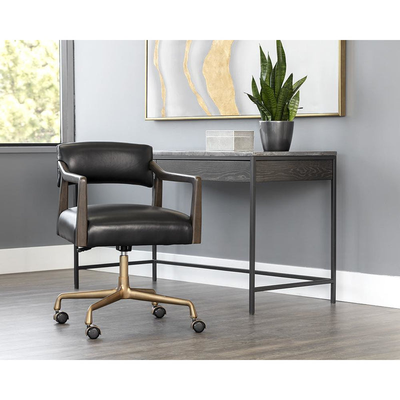 Keag Office Chair | Cortina Black Leather