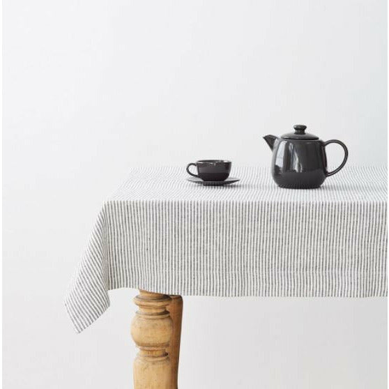 Linen Tablecloth | Thin Black Stripe