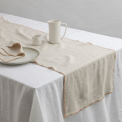 Pure Linen Edged Runner Large | Natural