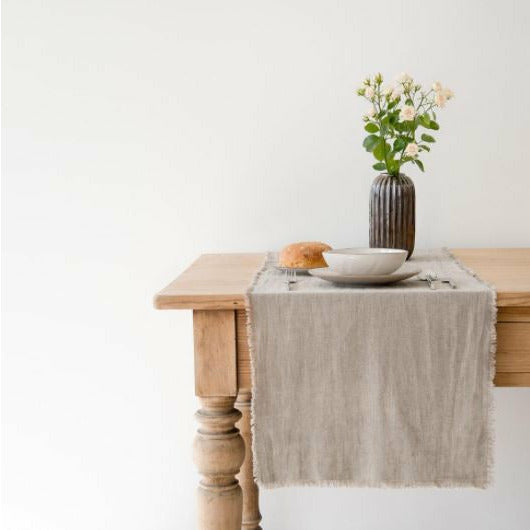 Linen Table Runner | Natural Fringe