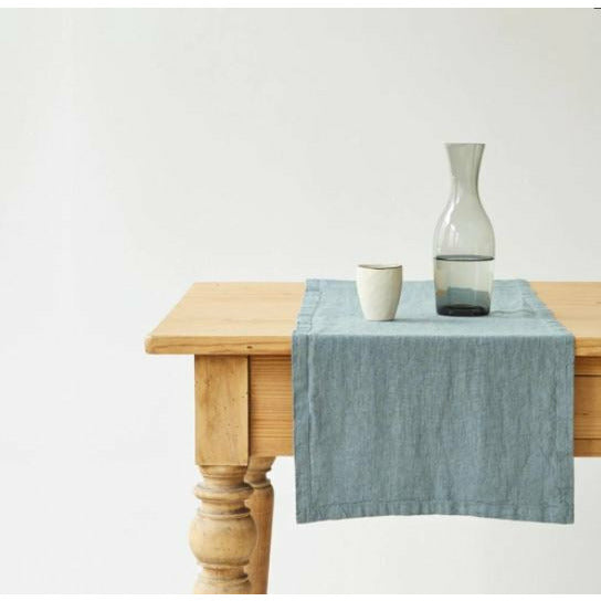 Linen Table Runner | 16"x79" | Blue Fog