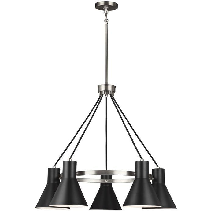 Towner 5-Light Chandelier | Brushed Nickel/Black