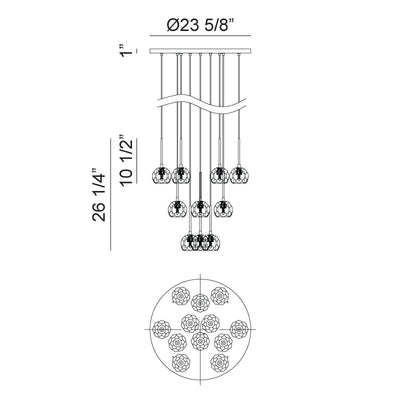 Rosa 12-Light Pendant | Matte Black