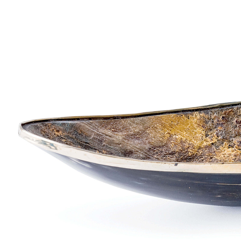 Elongated Polished Horn & Brass Bowl