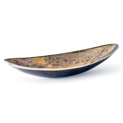 Elongated Polished Horn & Brass Bowl