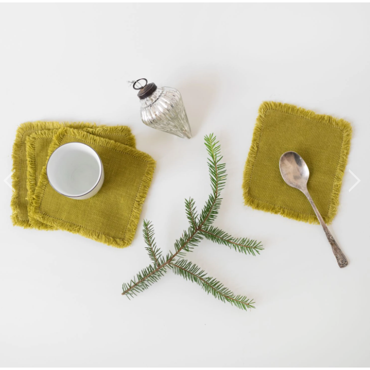 Linen Coasters | Moss Green (Set of 4)