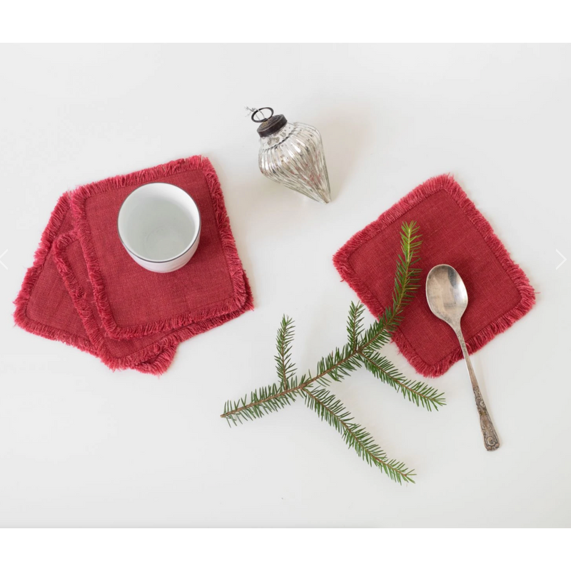 Linen Coasters | Red Pear (Set of 4)