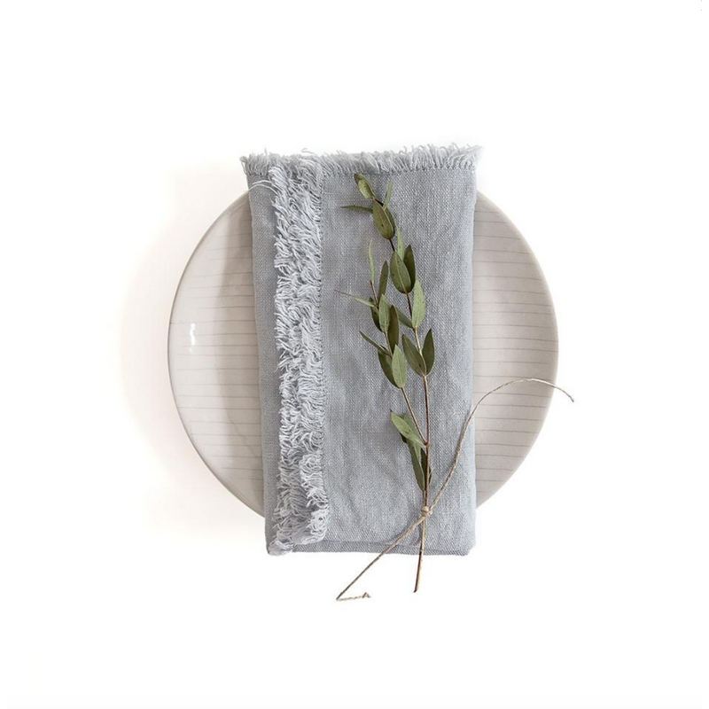 Linen Napkins | Light Grey Fringe (Set of 2)