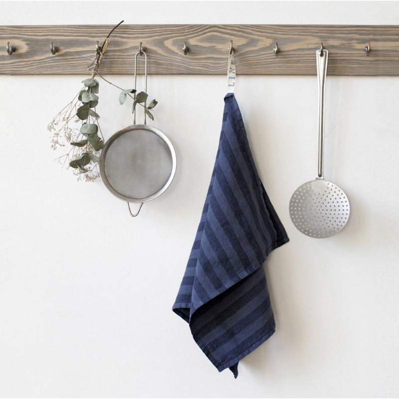 Linen Kitchen Towel | Midnight Blue Wide Stripe