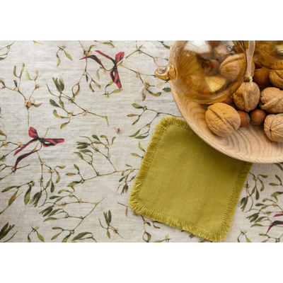 Linen Tablecloth | Mistletoe on Natural