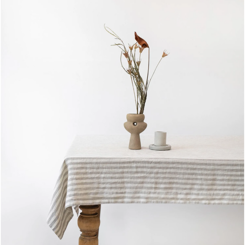 Linen Tablecloth | Natural Stripe
