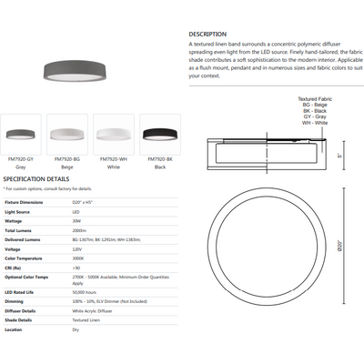 Dalton LED 20" Flush Mount