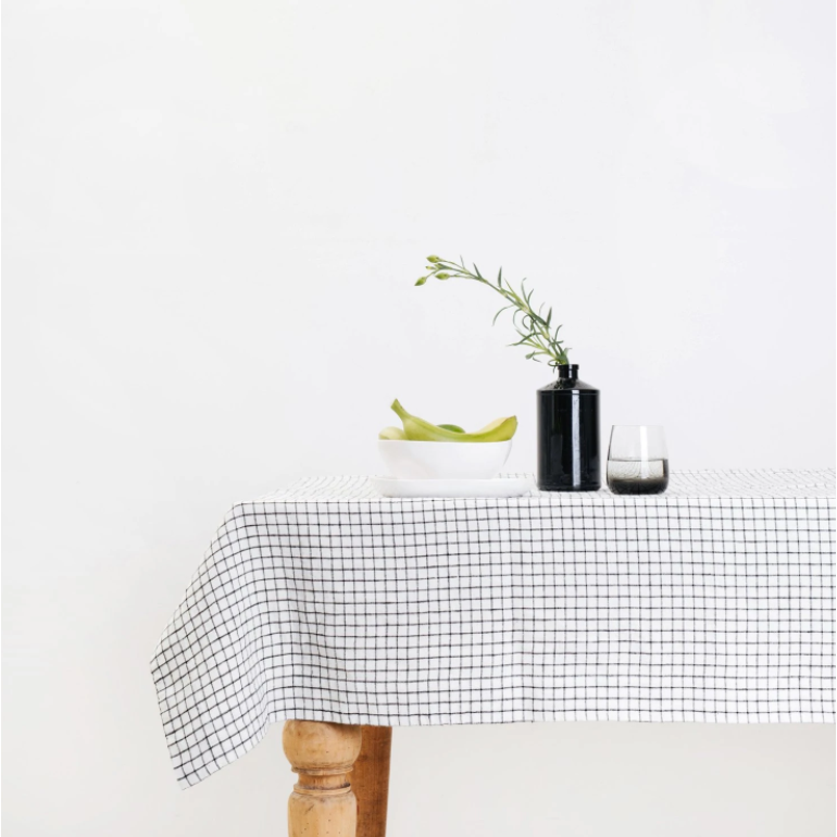 Linen Tablecloth | Grid